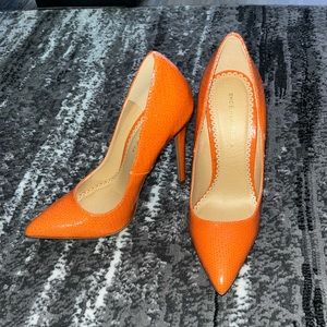 Orange croc heels